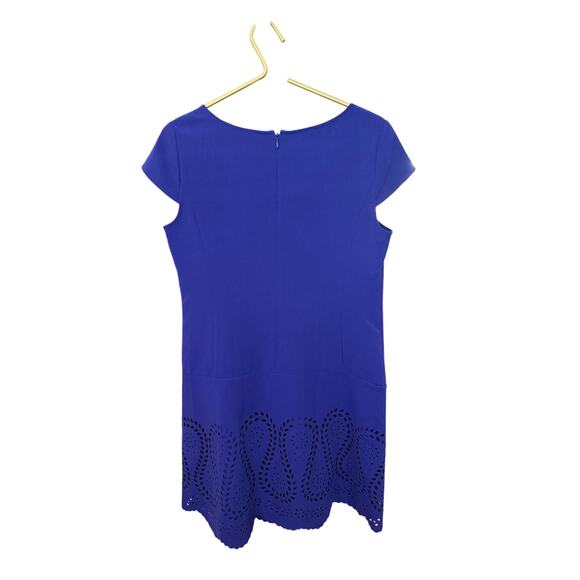 Ann Taylor Petite Purple Cap Sleeve Dress Laser Cut Hem Scoop Neck 10P - Picture 5 of 12